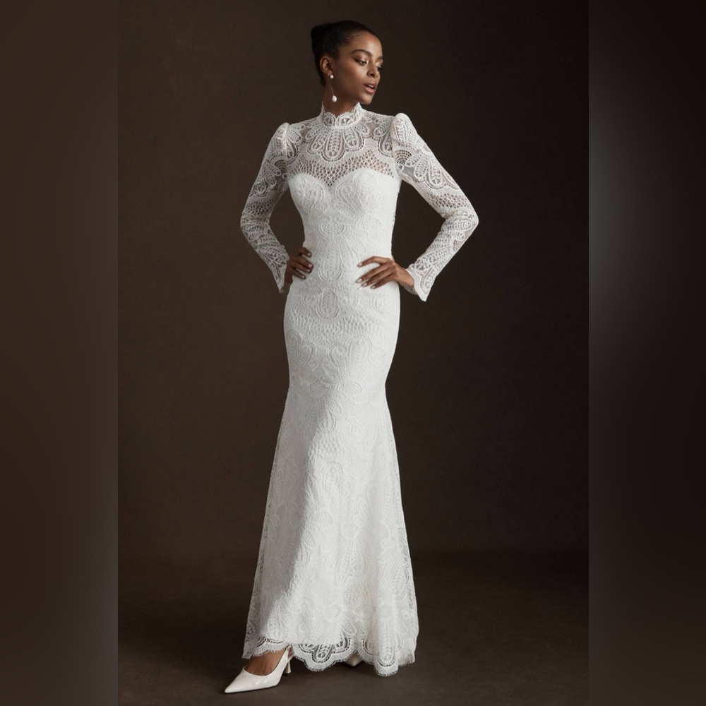 BHLDN Willowby by Watters Orianna High-Neck Open-Back Lace Wedding Gown - Picture 2 of 15